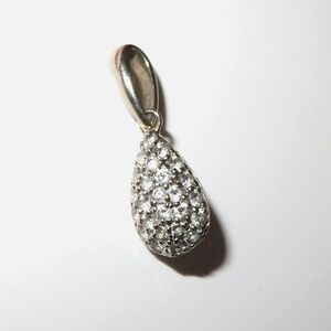 Solid 14K White Gold Cubic Zirconia Teadrop Pendant Charm